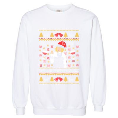 This Wine Is Awful Get Me Another Glass Ugly Christmas Cool Gift Garment-Dyed Sweatshirt