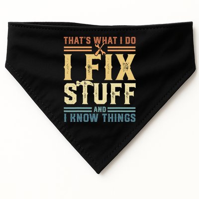 That's What I Do I Fix Stuff And I Know Things Retro Vintage USA-Made Doggie Bandana
