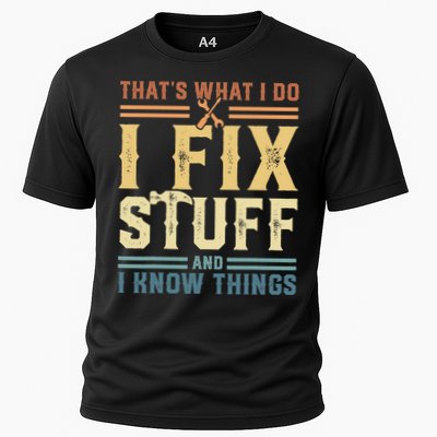 That's What I Do I Fix Stuff And I Know Things Retro Vintage Performance Shirt