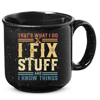 That's What I Do I Fix Stuff And I Know Things Retro Vintage 15oz Campfire Ceramic Mug