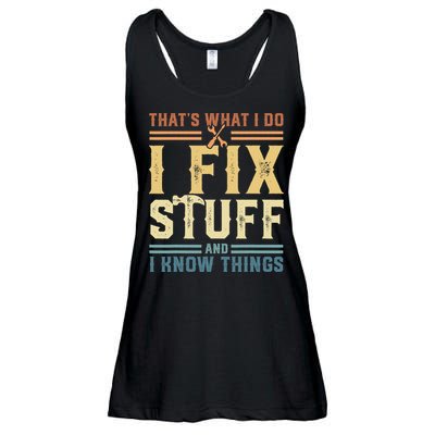 That's What I Do I Fix Stuff And I Know Things Retro Vintage Ladies Essential Flowy Tank