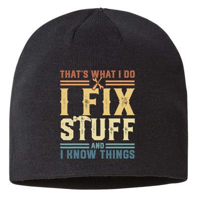 That's What I Do I Fix Stuff And I Know Things Retro Vintage Sustainable Beanie