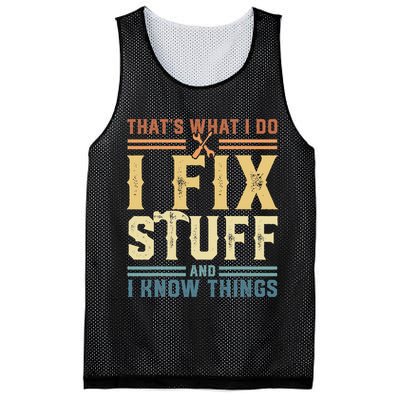 That's What I Do I Fix Stuff And I Know Things Retro Vintage Mesh Reversible Basketball Jersey Tank