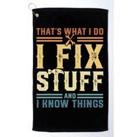 That's What I Do I Fix Stuff And I Know Things Retro Vintage Golf Towel