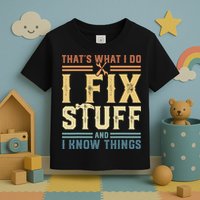 That's What I Do I Fix Stuff And I Know Things Retro Vintage Toddler T-Shirt