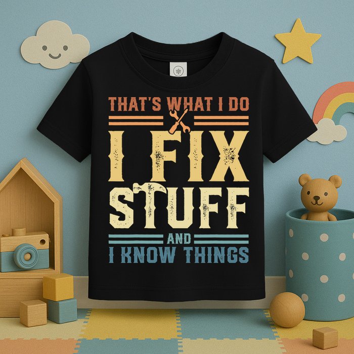 That's What I Do I Fix Stuff And I Know Things Retro Vintage Toddler T-Shirt