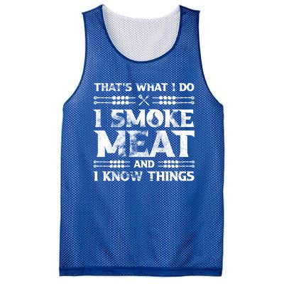 Thats What I Do I Smoke Meat And I Know Things Funny Saying Gift Mesh Reversible Basketball Jersey Tank