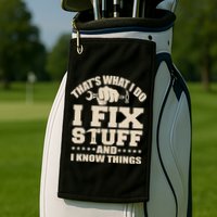 That's What I Do I Fix Stuff And I Know Things Funny Saying Golf Towel