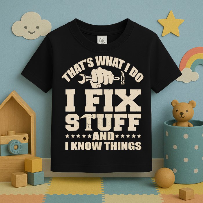 That's What I Do I Fix Stuff And I Know Things Funny Saying Toddler T-Shirt