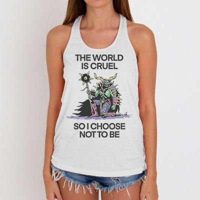 The World Is Cruel So I Choose Not To Be Women's Knotted Racerback Tank