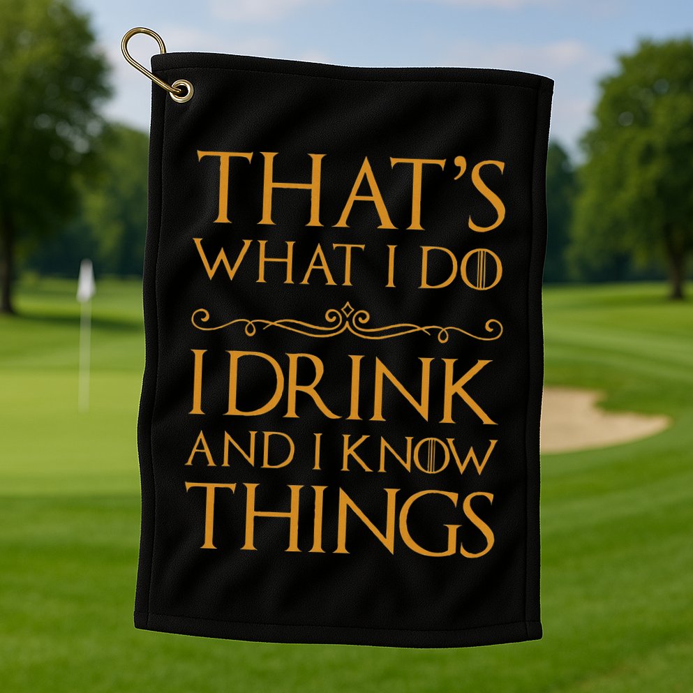 Thats What I Do I Drink And I Know Things Golf Towel