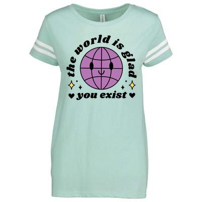 The World Is Glad You Exist Mental Health Enza Ladies Jersey Football T-Shirt