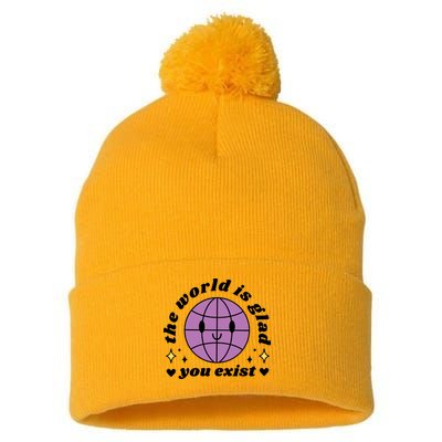 The World Is Glad You Exist Mental Health Pom Pom 12in Knit Beanie