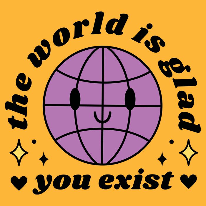 The World Is Glad You Exist Mental Health Pom Pom 12in Knit Beanie