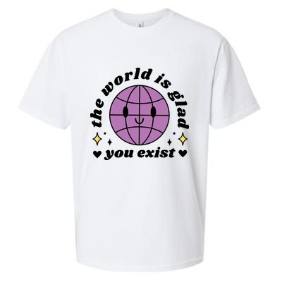 The World Is Glad You Exist Mental Health Sueded Cloud Jersey T-Shirt