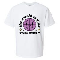 The World Is Glad You Exist Mental Health Sueded Cloud Jersey T-Shirt