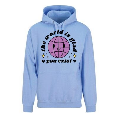 The World Is Glad You Exist Mental Health Unisex Surf Hoodie