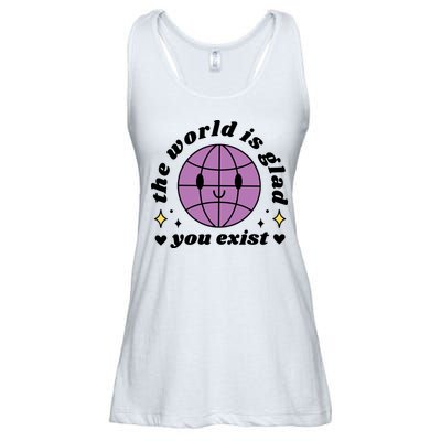The World Is Glad You Exist Mental Health Ladies Essential Flowy Tank