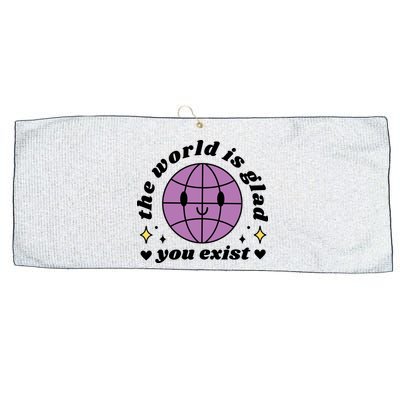 The World Is Glad You Exist Mental Health Large Microfiber Waffle Golf Towel