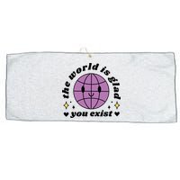 The World Is Glad You Exist Mental Health Large Microfiber Waffle Golf Towel