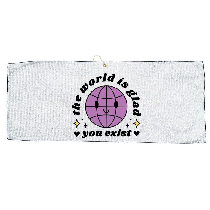The World Is Glad You Exist Mental Health Large Microfiber Waffle Golf Towel