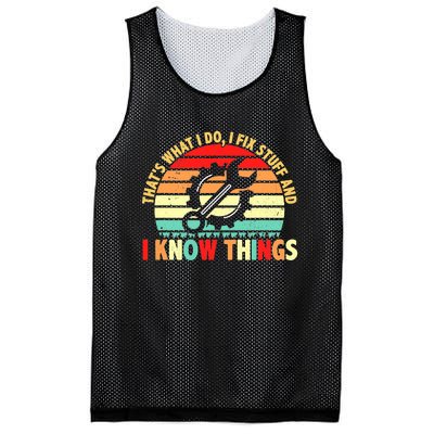 That What I Do I Fix Stuff I Know Things Vintage Mechanic Mesh Reversible Basketball Jersey Tank