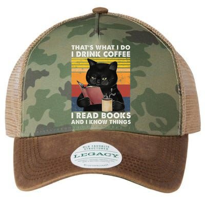 That's What I Do I Drink Coffee I Read Books Retro Black Cat Legacy Tie Dye Trucker Hat