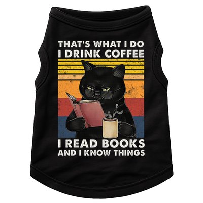 That's What I Do I Drink Coffee I Read Books Retro Black Cat Doggie Tank