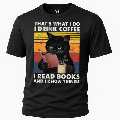 That's What I Do I Drink Coffee I Read Books Retro Black Cat Performance Shirt