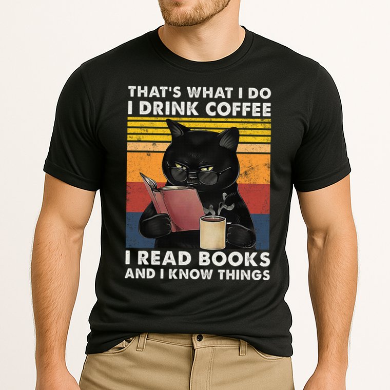 That's What I Do I Drink Coffee I Read Books Retro Black Cat Performance Shirt