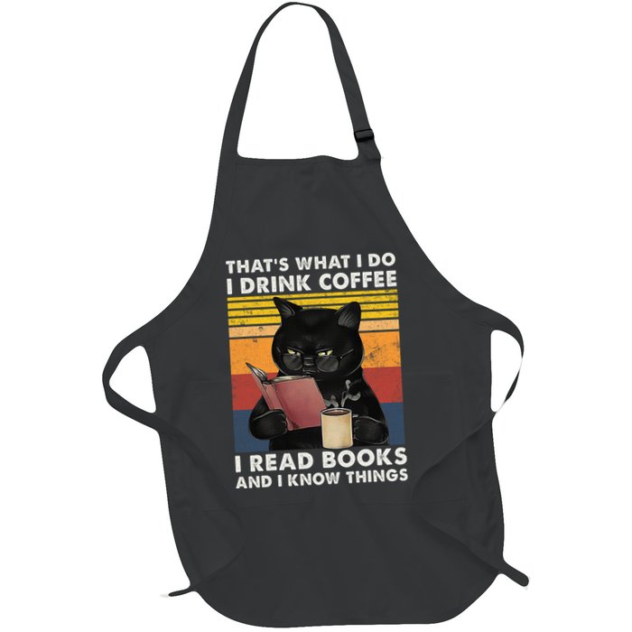 That's What I Do I Drink Coffee I Read Books Retro Black Cat Apron
