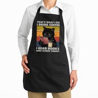 That's What I Do I Drink Coffee I Read Books Retro Black Cat Apron