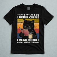 That's What I Do I Drink Coffee I Read Books Retro Black Cat T-Shirt