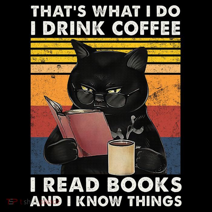 That's What I Do I Drink Coffee I Read Books Retro Black Cat Tall T-Shirt