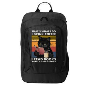 That's What I Do I Drink Coffee I Read Books Retro Black Cat City Backpack