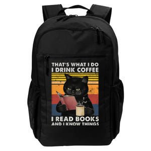 That's What I Do I Drink Coffee I Read Books Retro Black Cat Daily Commute Backpack