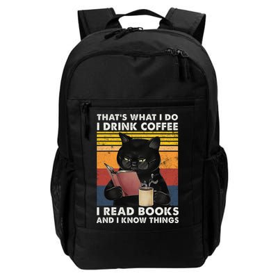 That's What I Do I Drink Coffee I Read Books Retro Black Cat Backpack