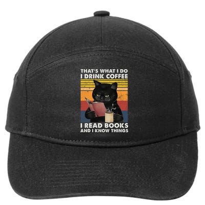 That's What I Do I Drink Coffee I Read Books Retro Black Cat 7-Panel Snapback Hat