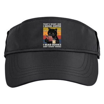 That's What I Do I Drink Coffee I Read Books Retro Black Cat Adult Drive Performance Visor