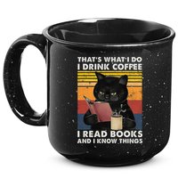 That's What I Do I Drink Coffee I Read Books Retro Black Cat 15oz Campfire Ceramic Mug