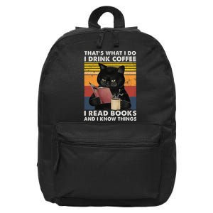 That's What I Do I Drink Coffee I Read Books Retro Black Cat 16 in Basic Backpack