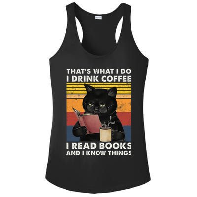 That's What I Do I Drink Coffee I Read Books Retro Black Cat Ladies PosiCharge Competitor Racerback Tank