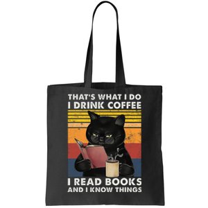 That's What I Do I Drink Coffee I Read Books Retro Black Cat Tote Bag