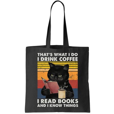 That's What I Do I Drink Coffee I Read Books Retro Black Cat Bag