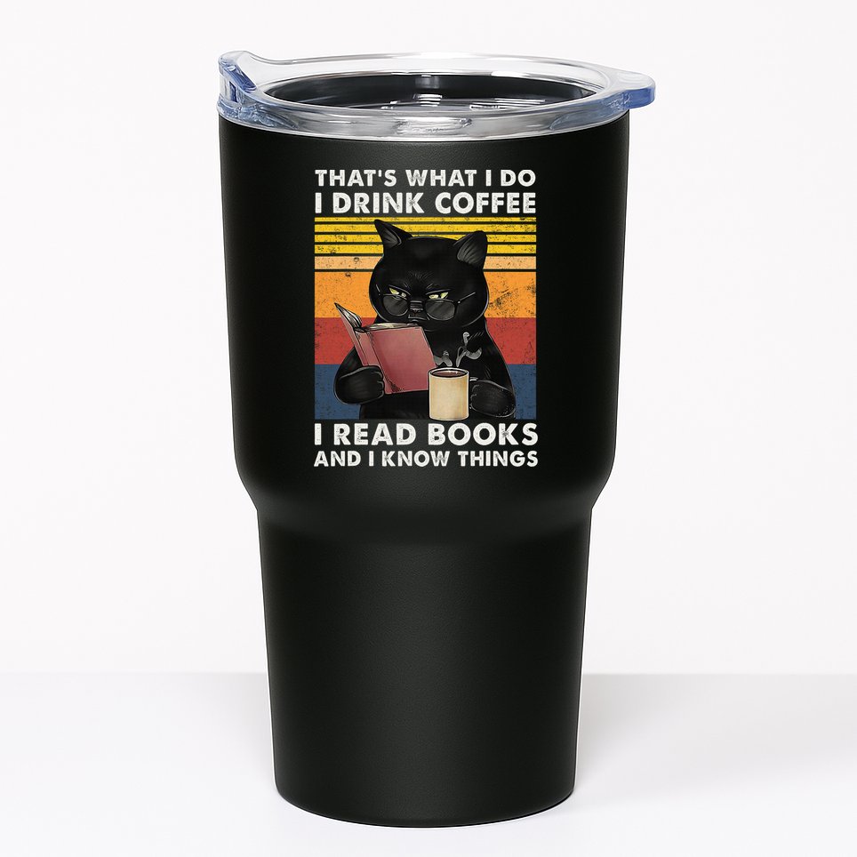 That's What I Do I Drink Coffee I Read Books Retro Black Cat Tumbler