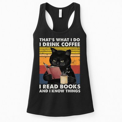 That's What I Do I Drink Coffee I Read Books Retro Black Cat Womens Tank Top
