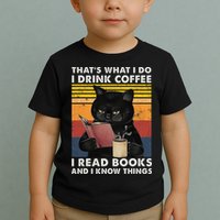 That's What I Do I Drink Coffee I Read Books Retro Black Cat Toddler T-Shirt