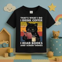 That's What I Do I Drink Coffee I Read Books Retro Black Cat Toddler T-Shirt