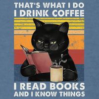 That's What I Do I Drink Coffee I Read Books Retro Black Cat Garment-Dyed Sweatshirt