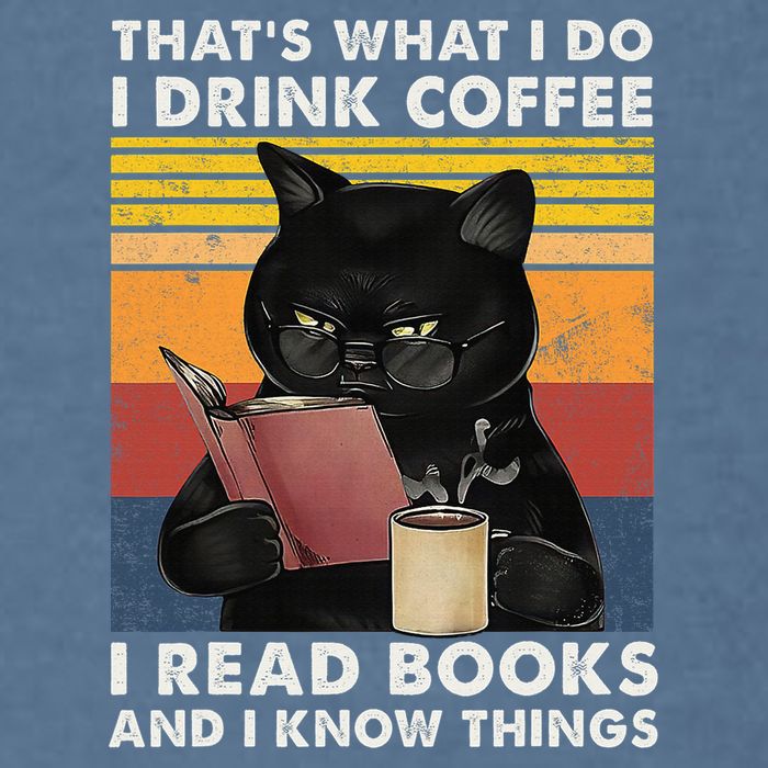 That's What I Do I Drink Coffee I Read Books Retro Black Cat Garment-Dyed Sweatshirt